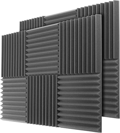 Famanu – Akoestisch schuim, set van 12 stuks, 30 x 30 x 3 cm, geluidsabsorberende panelen in antracietgrijs