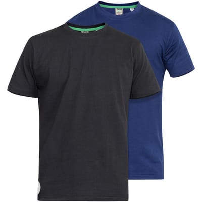 Duke Heren D555 Fenton Kingsize T-shirt (2-pack) 5XL Vloot/zwart