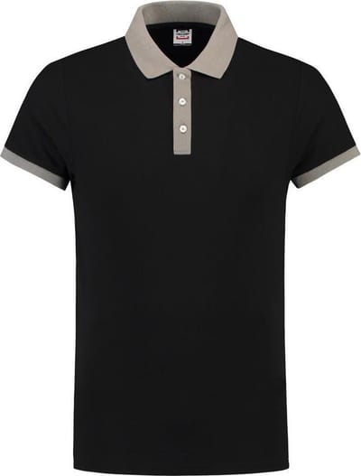 Tricorp Poloshirt bi-color fitted - Casual - 201002 - Zwart-Grijs - maat XXXL