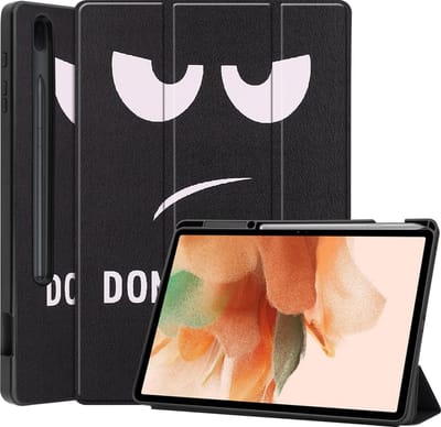 Hoesje - Geschikt voor Samsung Galaxy Tab S7 FE - Dun & Stevig - Hard Cover Case - Trifold Bookcase Hoes - Met Uitsparing Geschikt voor S Pen - Hardcover Book - Tablethoes - Don't Touch Me