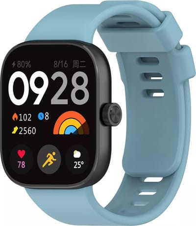 Strap-it Siliconen bandje met druksluiting - geschikt voor Redmi Watch 4 / Redmi Watch 5 / Redmi Watch 6 / Xiaomi Smart Band 8 Pro / Xiaomi Smart Band 9 Pro / Xiaomi Smart Band 10 Pro (lichtblauw)