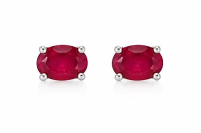 925 Sterling Zilveren Oorbellen met Natuurlijke Vivid Red Robijn - Dames Oorstekers met Edelsteen