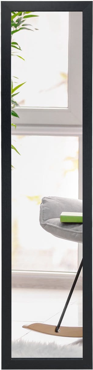 COSTWAY 2-in-1 full-body spiegel, staande spiegel en wandspiegel met houten frame, kleedspiegel, 37 x 155 cm, garderobespiegel voor slaapkamer, woonkamer en entrée