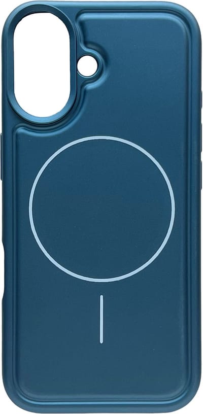 Casemania Hoesje Geschikt voor Apple iPhone 17 - Metallic Blauw - Matte Siliconen Back Cover - Geschikt voor MagSafe