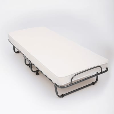 The White Stone Opklapbed met matras 80x190 cm van waterfoam | Opklapbed met zwenkwielen en gebogen latten