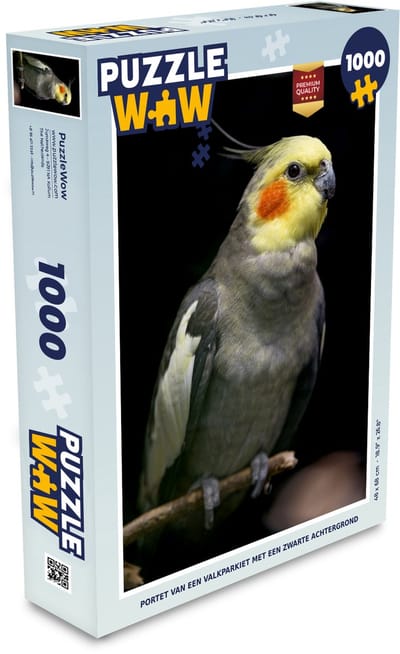 Puzzel Portet van een valkparkiet met een zwarte achtergrond - Legpuzzel - Puzzel 1000 stukjes volwassenen
