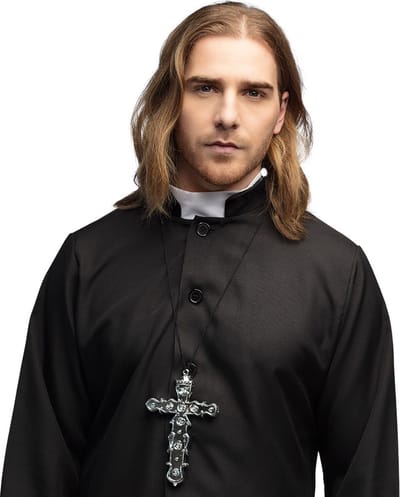 Boland - Ketting Priesterkruis rozen - Volwassenen - Unisex - Priester - Religie - Sieraad - Carnaval - Themafeest