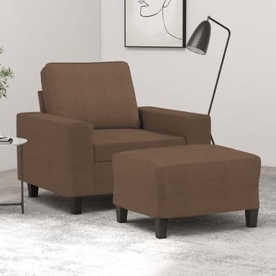 vidaXL - Fauteuil - met - voetenbank - 60 - cm - stof - bruin