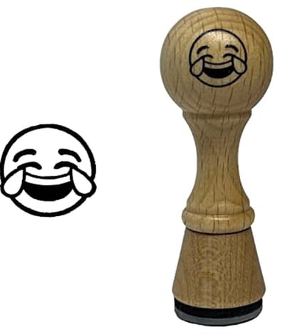 Houten stempel lachende emoticon - 2cm x 6.5cm - echt hout - perfect voor kantoor of creatief gebruik - SnelShoppen
