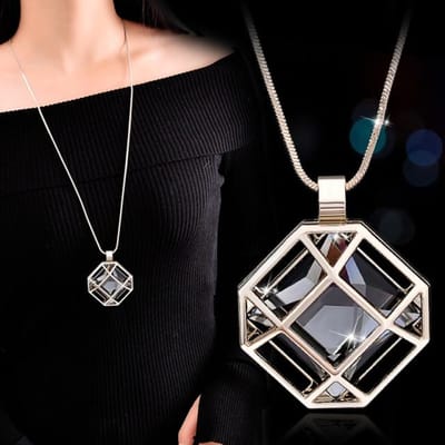 Lange kettingen en hangers voor vrouwen Maxi Collier Femme Geometrische ketting Mode ketting Statement kraag Accessoires Sieraden black