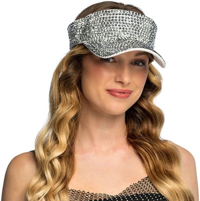 Boland - Zonneklep Glam zilver Zilver - Één maat - Volwassenen - Unisex - Festival