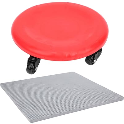 Buiktrainer 4 Wiel Plaat Glijdende Schijf Fitnessapparatuur Huishoudelijk Universeel Met Wielen rood