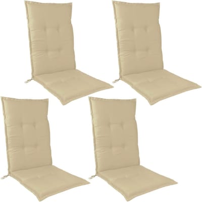 Tuinstoelkussens Hoge Rug - Terraskussens Zitkussens - Buiten Ontspannen - UV-bestendig - 120x50cm 4 stuks - Beige