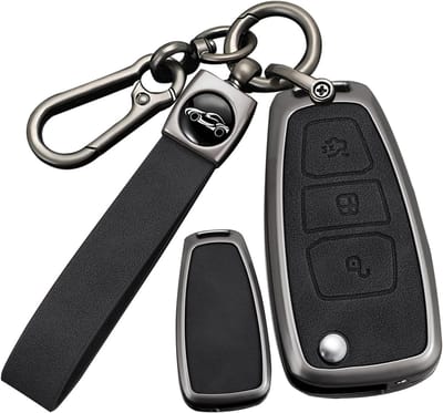 Leren Sleutelhoes voor Ford Auto's - Geschikt voor Ranger, Focus, Galaxy en Meer - Bescherming en Stijl voor Sleutels met 3 Knoppen