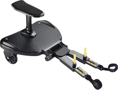 Meerijdplankje - Universele Kiddy Board Buggy - Board met Zitting 360 Graden - voor kinderen van 2-6 jaar (25kg) - Zwart 1