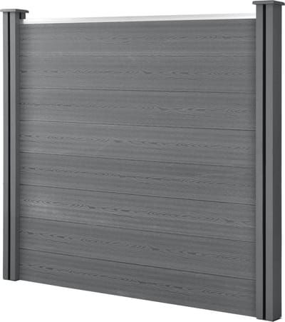 HKC Schuttingpaneel met palen grijs 165x162 cm