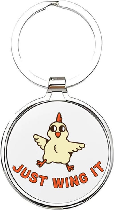 Akyol - kippen Sleutelhanger - Kippen - dierenliefhebbers - kip - chicken - boerderij - haan - dierendag - vogelliefhebbers - kuiken - hanen - just wing it - huisdieren - keychain - sleutelhanger voor je vriendin - kippenvleugels - 4 x 7,5 CM