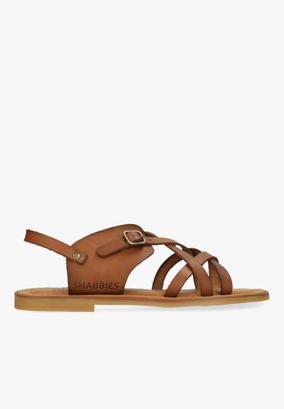 Shabbies Amsterdam - Angel Cross Sandaal Vachetta Cognac - Maat 42