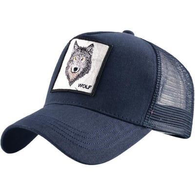 Baseballpet met geborduurde wolvenkop, Heren truckerpet, Dames pet met eendenbek, Outdoor mesh pet Adjustable black
