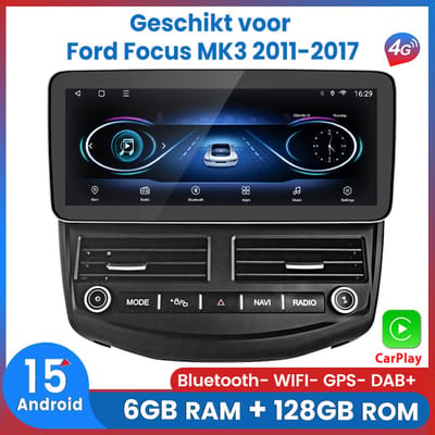 Awesafe 12.3 Inch 6GB+128GB Autoradio - Geschikt Voor Ford Focus MK3 2011 t/m 2017 - Draadloze Carplay Android Auto - Touchscreen - GPS Navigatie 4G WiFi - Bluetooth Radio - 8 Kern V1PRO - Ondersteuning invoegen 4G SIM