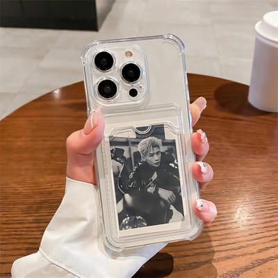 Étui Housse Porte-Carte Transparent Pour Iphone 16 15 14 13 12 11 Pro Max Mini X Xr 7 8 Plus Portefeuille Transparent Coque Souple antichoc For iPhone 12 Pro transparent