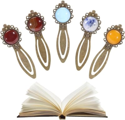 Solidchoice - Vintage Kristalsteen Bladwijzers Set van 5 voor Boekenliefhebbers