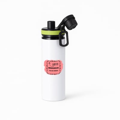 Hacebo® - liefste bonuszus van de wereld waterfles met draaidop groen - Zus - de liefste bonuszus - verjaardag - cadeautje voor zus - zus artikelen met opdruk - kado - geschenk - water fles - 850ML