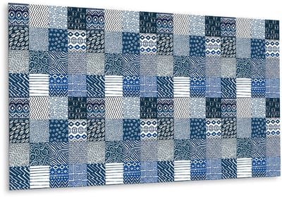 Tulup PVC Wandpaneel - Patroonmix Vinyl Wandpaneel - 100 cm x 50 cm - Blauw Zelfklevend Wandpaneel - 1 stuk - Wandpaneel Zelfklevend - Mozaïek Muurpaneel - Zelfklevend Wandpaneel - Plaktegels Keuken en Badkamer