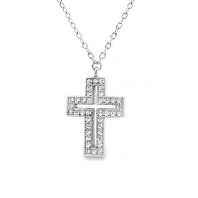 Juwelier Zwartevalk - Zilveren (gerhodineerd) ketting met kruis hanger - 25.265