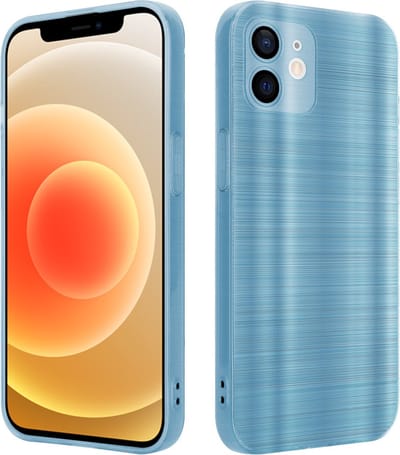 Cadorabo Hoesje geschikt voor Apple iPhone 12 in Brushed Turqoise - Beschermhoes Case Cover van flexibel TPU silicone in Brushed design