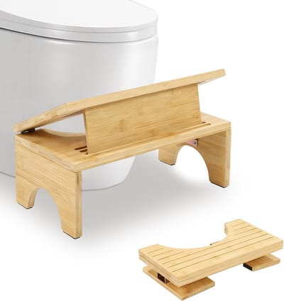 Toiletkruk Bamboe - Poepkrukje - Comfortabel Toiletbezoek - 4-Traps Hoogteverstelling - 18-27 cm - Bruin