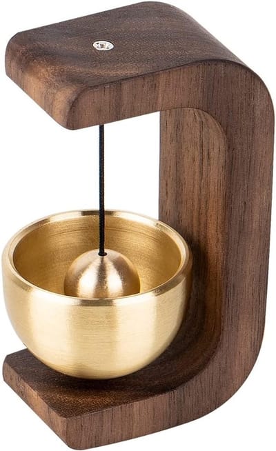 Decoratieve Deurbel van Magnetisch Walnotenhout met Messing Klank - Ideale Hangbel voor Wand, Winkel en Interieurdecoratie
