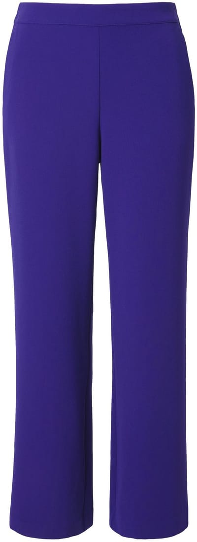 Ulla Popken - Dames - Pantalon wijde rechte pijp elastische tailleband - Inktblauw - Maat 42