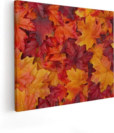 Artaza Canvas Schilderij Herfstblad - 50x40 cm - Muurdecoratie Natuur - Wanddecoratie Woonkamer - Schilderijen Op Canvas