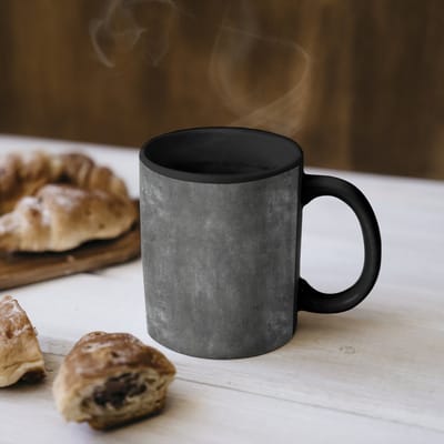 Magische Mok - Foto op Warmte Mokken - Koffiemok - Donkergrijs - Ruw - Beton print - Magic Mok - Beker - 350 ML - Theemok