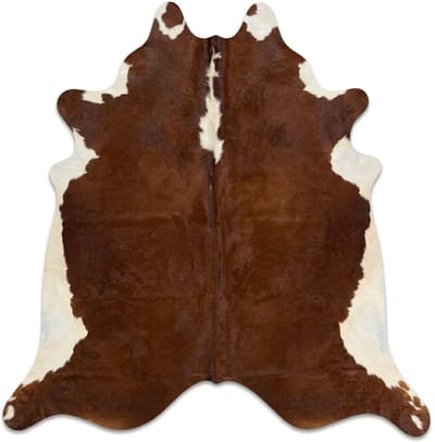 Koeienhuid Vloerkleed - Hereford Roodbruin-Wit - 220 x 200 cm - Koeienkleed / Koeienvel / Koehuid Tapijt - incl. 4 onderzetters
