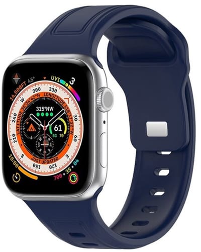 By Qubix - Geschikt voor Apple Watch bandje - Square siliconen band - Navy - Geschikt voor Apple Watch 38mm / 40mm / 41mm / 42mm