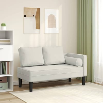 vidaXL - Chaise - longue - met - kussens - fluweel - crèmekleurig