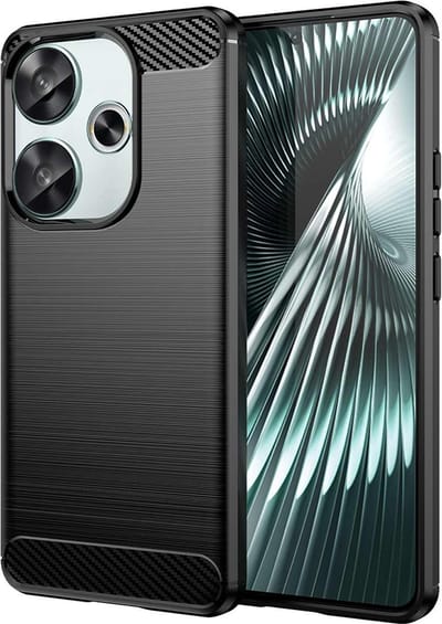 Hoesje geschikt voor Xiaomi Poco F6 - Techsuit Carbon Silicone Back Cover - Zwart