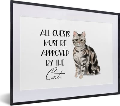 Fotolijst incl. Poster - Spreuken - Quotes - Kat - All guests must be approved by the cat - 40x30 cm - Posterlijst