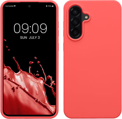 kwmobile telefoonhoesje geschikt voor Samsung Galaxy A56 5G - Hoesje met siliconen coating - Smartphone case in neon koraal
