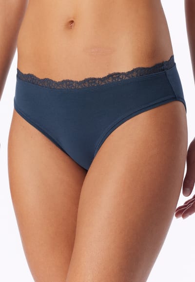 Rio-slip met kant, diepblauw - Unique Cotton 36