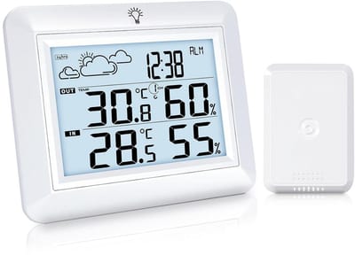 Draadloos Weerstation met Buiten Sensor: Thermometer, Hygrometer & Weersvoorspelling