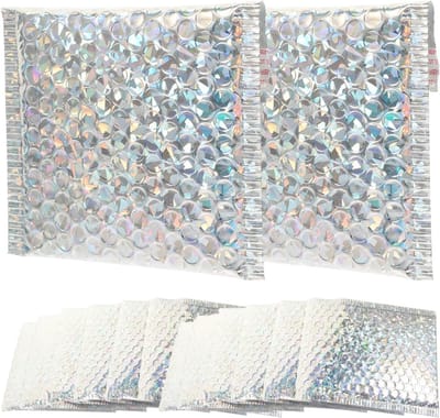 20 Stuks Gevoerde Poly-Bubbel Verzendzakken, Zelfklevend voor Kleding en Accessoires, Zilver