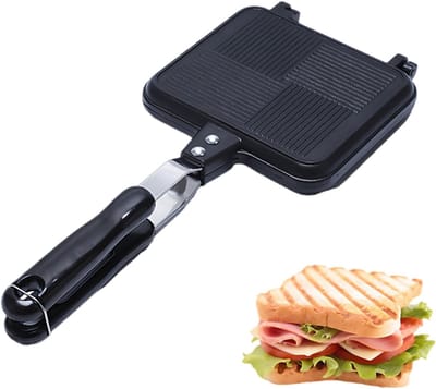 Tosti Apparaat - Sandwich Maker - Dubbelzijdige Koekenpan - Sandwich Toaster Wafelijzer - Met Handvat, Antiaanbak Grillpan - Voor Gebruik Op Het Fornuis Of Buitenshuis - Voor Zowel Koken Binnenshuis Als Kamperen In De Buitenlucht