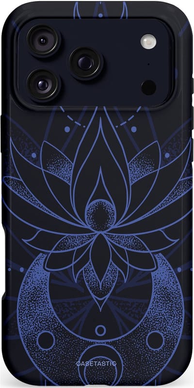 Casetastic hoesje geschikt voor Apple iPhone 17 Pro Max - MagSafe - Dubbellaagse bescherming - Lotus Nacht - Fashion Case - Zwart Donkerblauw