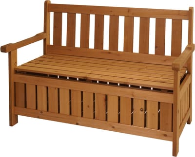 Tuinbank MCW-L68 met opbergruimte, kist bank opbergvak, outdoor sparrenhout MVG 114cm, bruin