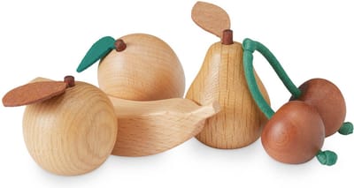 Cam Cam Wooden Fruit - Banaan, appel, peer, kers & pruim - 1+ jaar