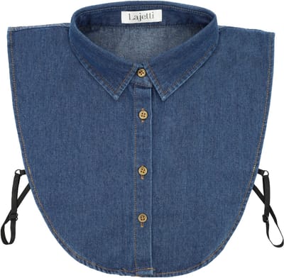 Lajetti - Los Kraagje Denim Donkerblauw Puntkraag - Blouse Kraagje Dames