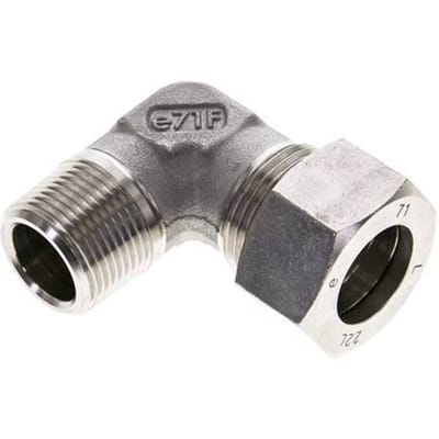 3/4'' NPT Buitendraad x 22L RVS L-Knelfitting 90 graden 160 Bar DIN 2353 - FL2E-MO-ST-034N-22-L